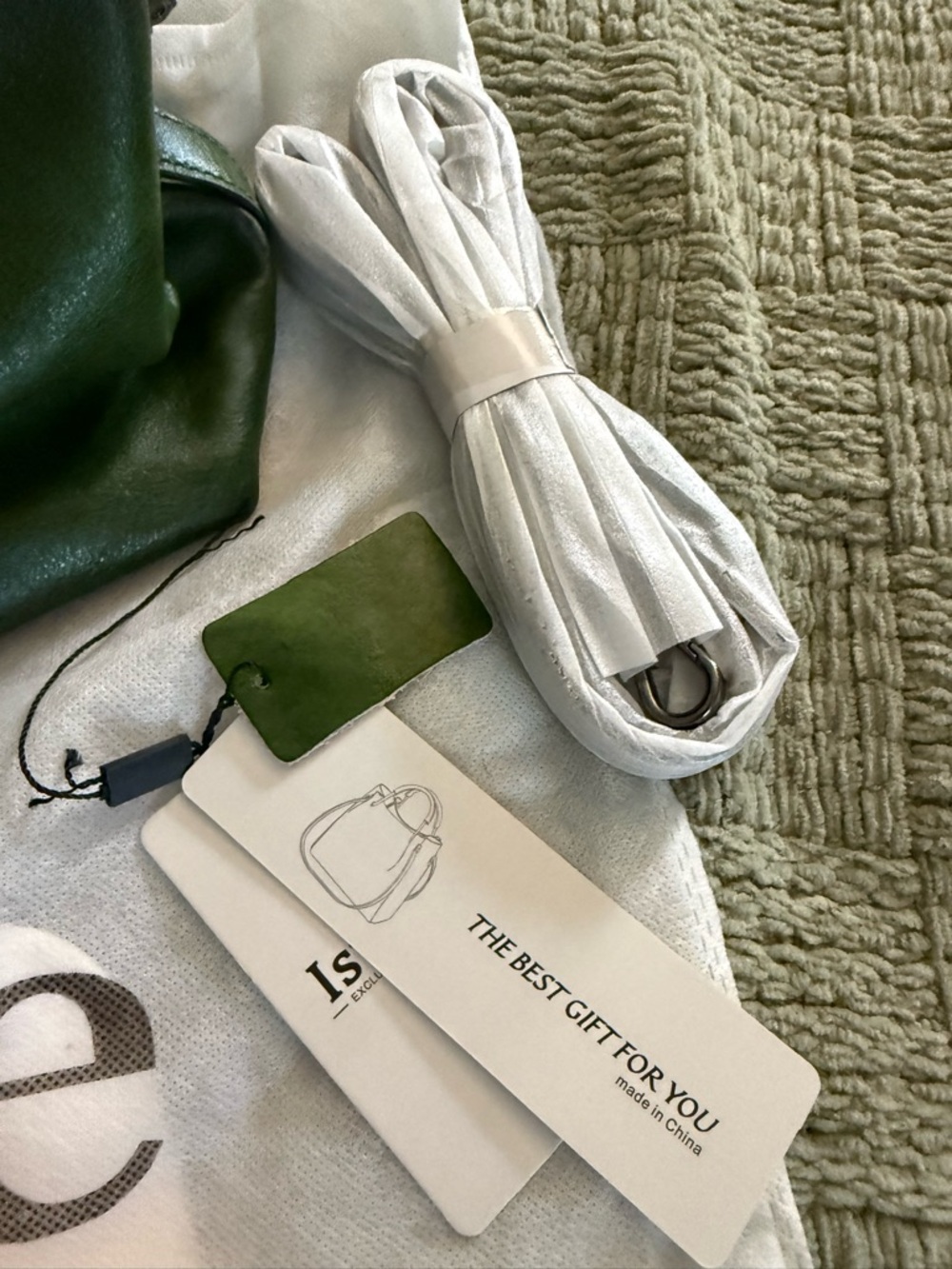 Green Leather Top-Handle Satchel - Picture 2 of 9